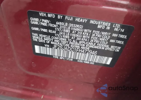 2015 Subaru Forester 2.5I Premium z USA, uszkodzony, nr VIN JF2SJADC1FH472946